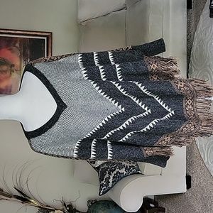 Dreamers Women's Poncho Sweater Fringed